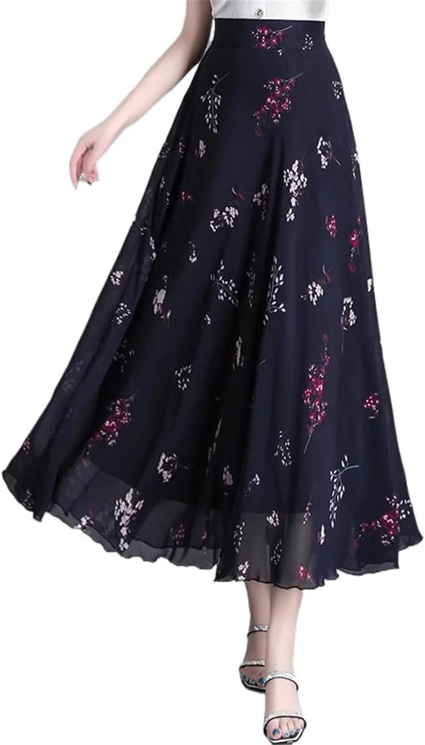 Women's Skirt Summer Black High Waist A-Line Mid-Length Skirts for Women
