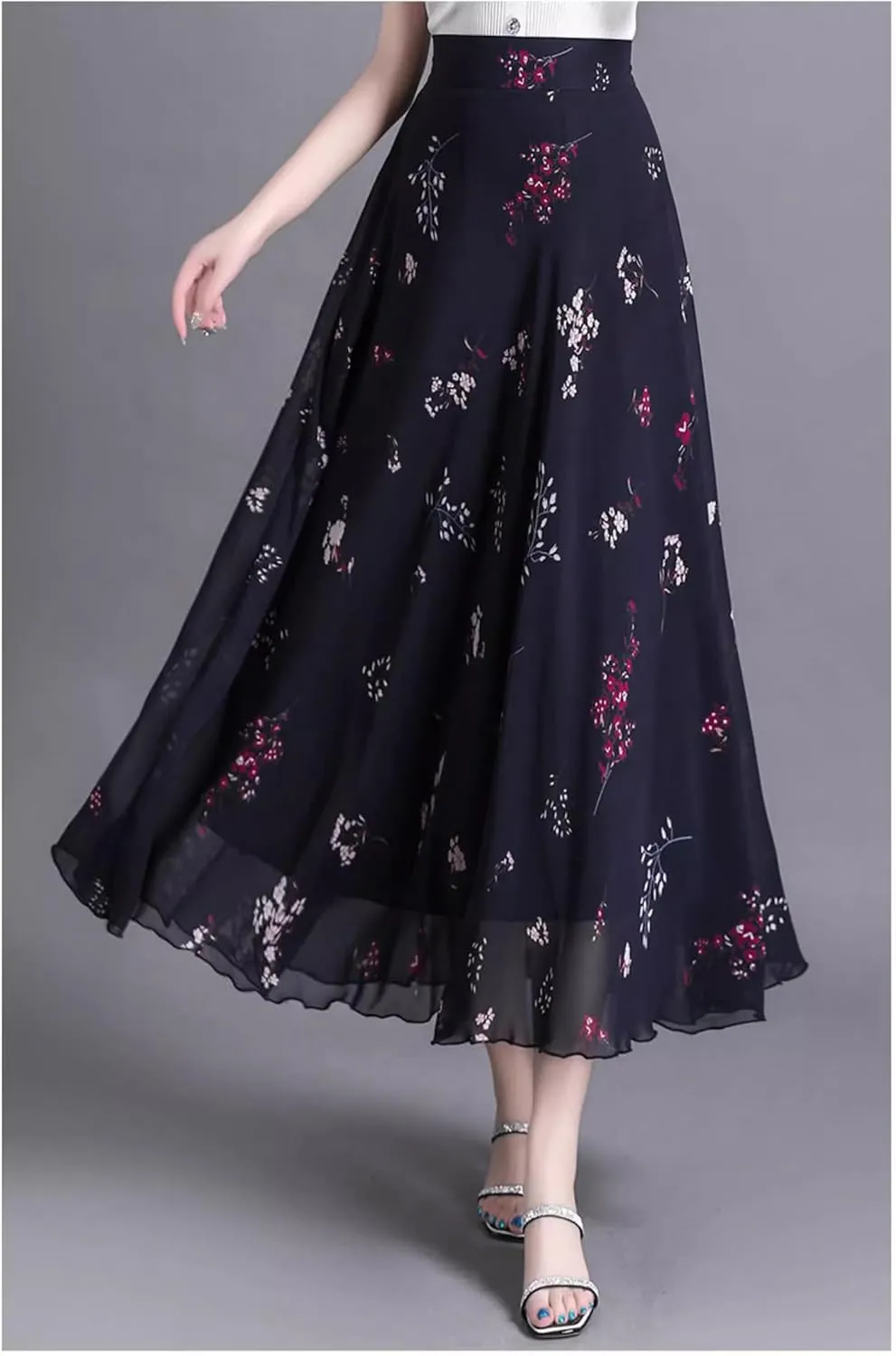 Women's Skirt Summer Black High Waist A-Line Mid-Length Skirts for Women