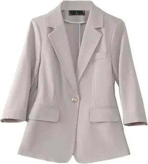 Women's Spring Slim Fit Thin Seven-Quarter Sleeve Blazer Outerwear