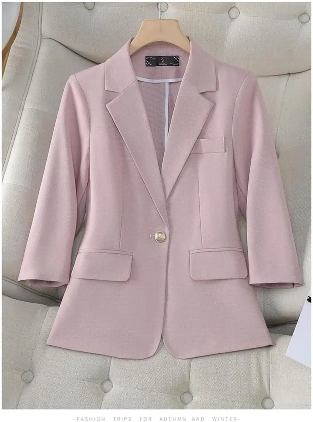 Women's Spring Slim Fit Thin Seven-Quarter Sleeve Blazer Outerwear