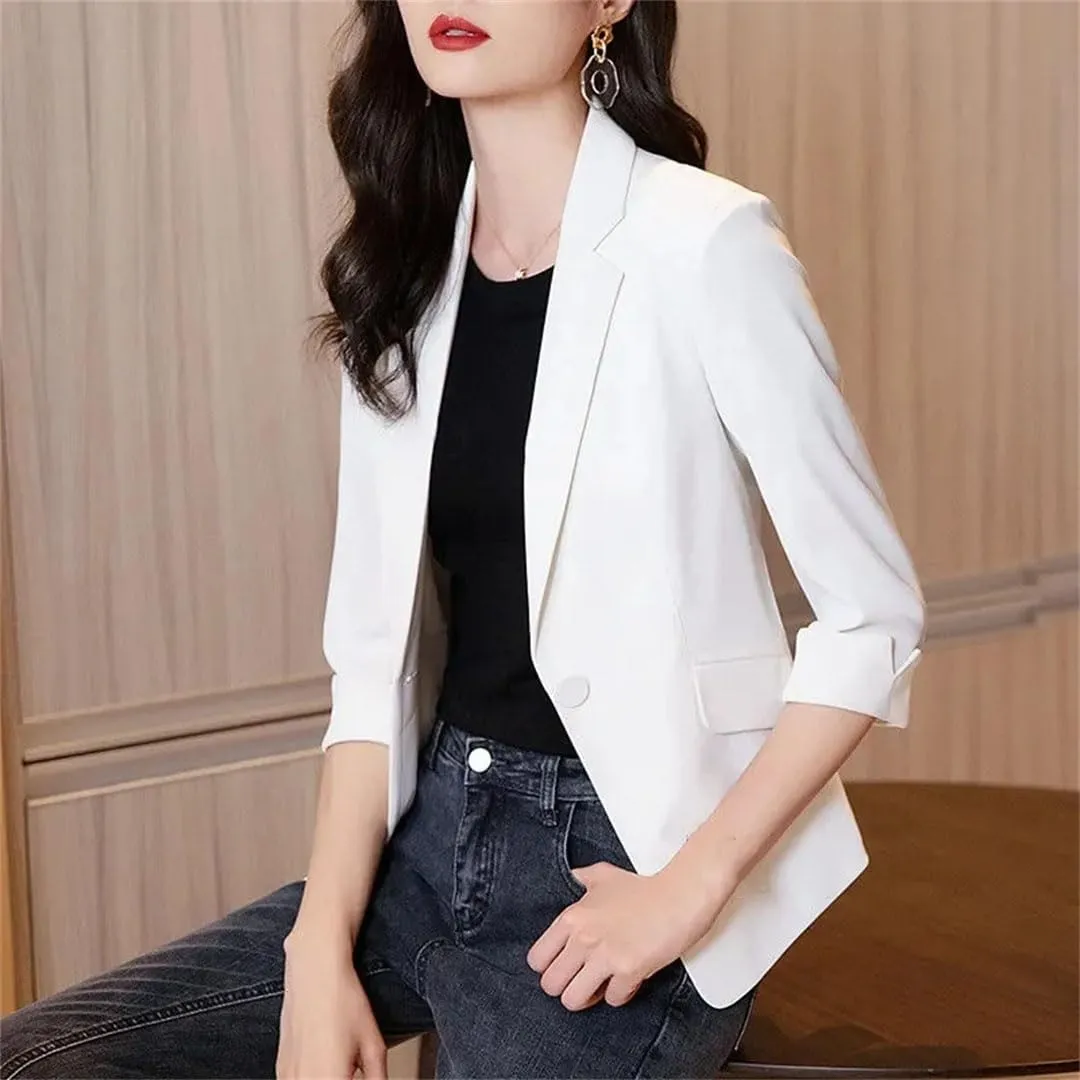 Women's Spring Summer 3/4 Sleeve Suit Jacket
