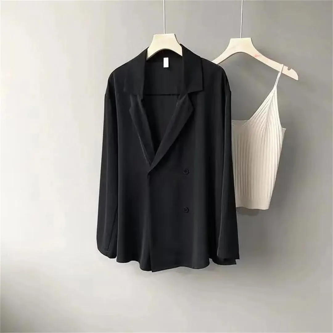 Women's Spring Summer Thin Long Sleeve Solid Color Loose Casual Blazers