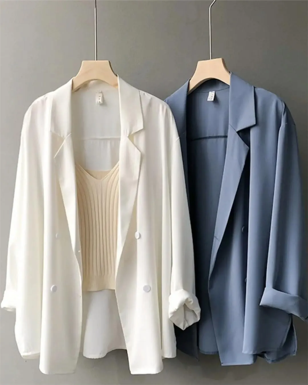 Women's Spring Summer Thin Long Sleeve Solid Color Loose Casual Blazers