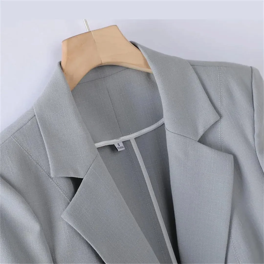 Women's Spring Summer Thin Slim Half Sleeve Suit Jacket Office Lady 3/4 Sleeve Blazer