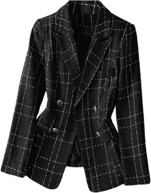Women's Suit Coat Spring Autumn Elegant Tweed Lady Blazer