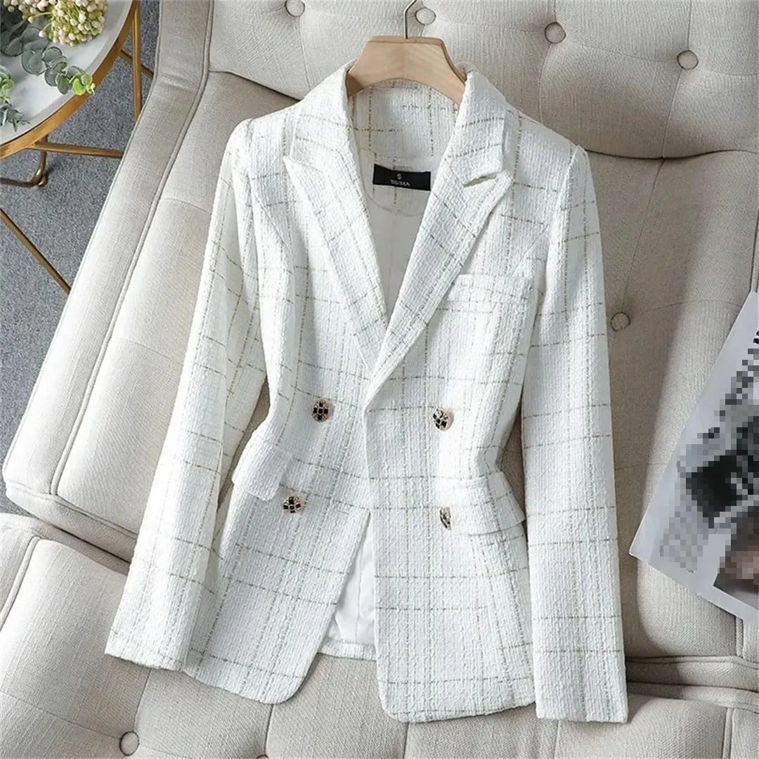 Women's Suit Coat Spring Autumn Elegant Tweed Lady Blazer