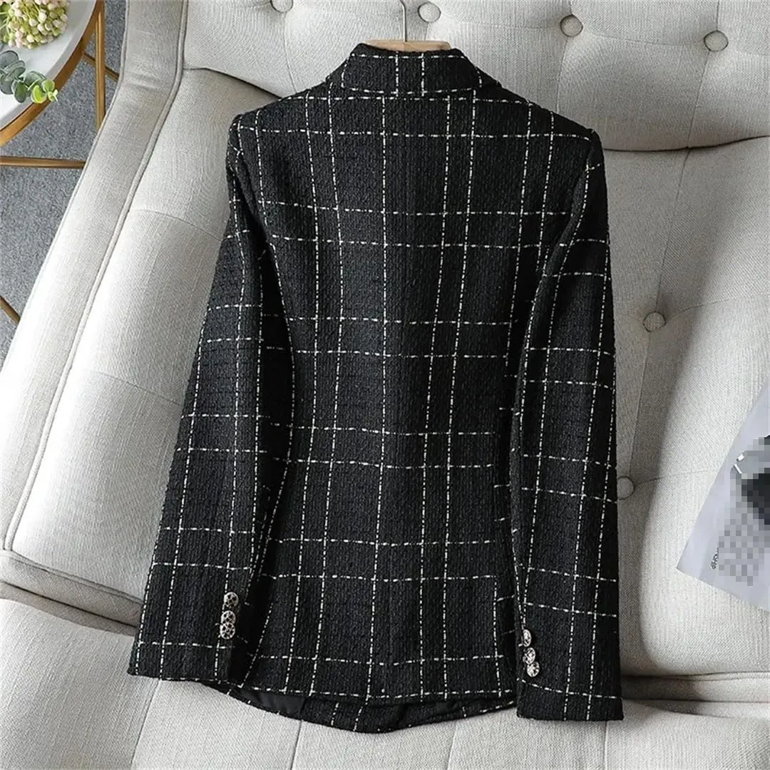 Women's Suit Coat Spring Autumn Elegant Tweed Lady Blazer