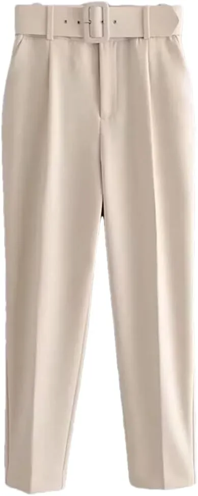 Women's Summer Casual Solid Color Suit Jacket Straight Pants Set