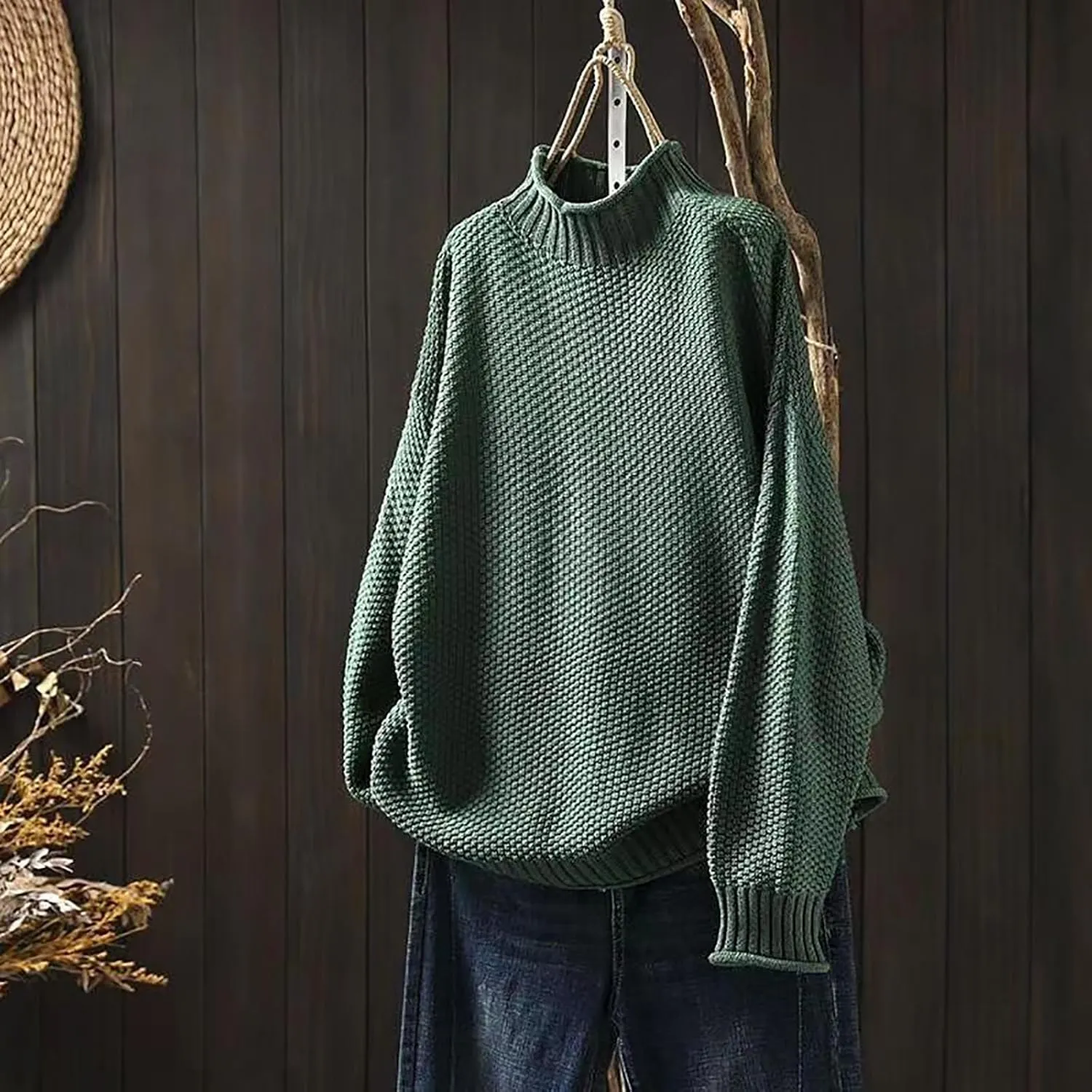 Womens Turtleneck Sweater Cozy Sweaters for Women Oversized Sweater Chucky Sweater