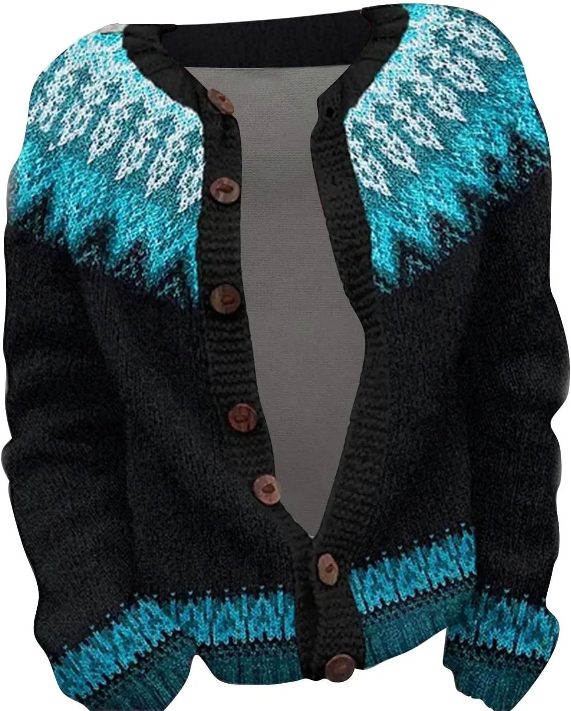 Women's Vintage Fair Isle Sweater Vintage Long Sleeve Boat Neck Retro Lightweight Cardigan Top for Fall Winter