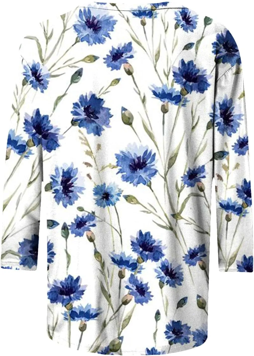 Womens Vintage Print Summer Blouses Elbow Length Casual Tops 3/4 Sleeve Tshirts Shirts Loose Fit Ladies Clothing 2024