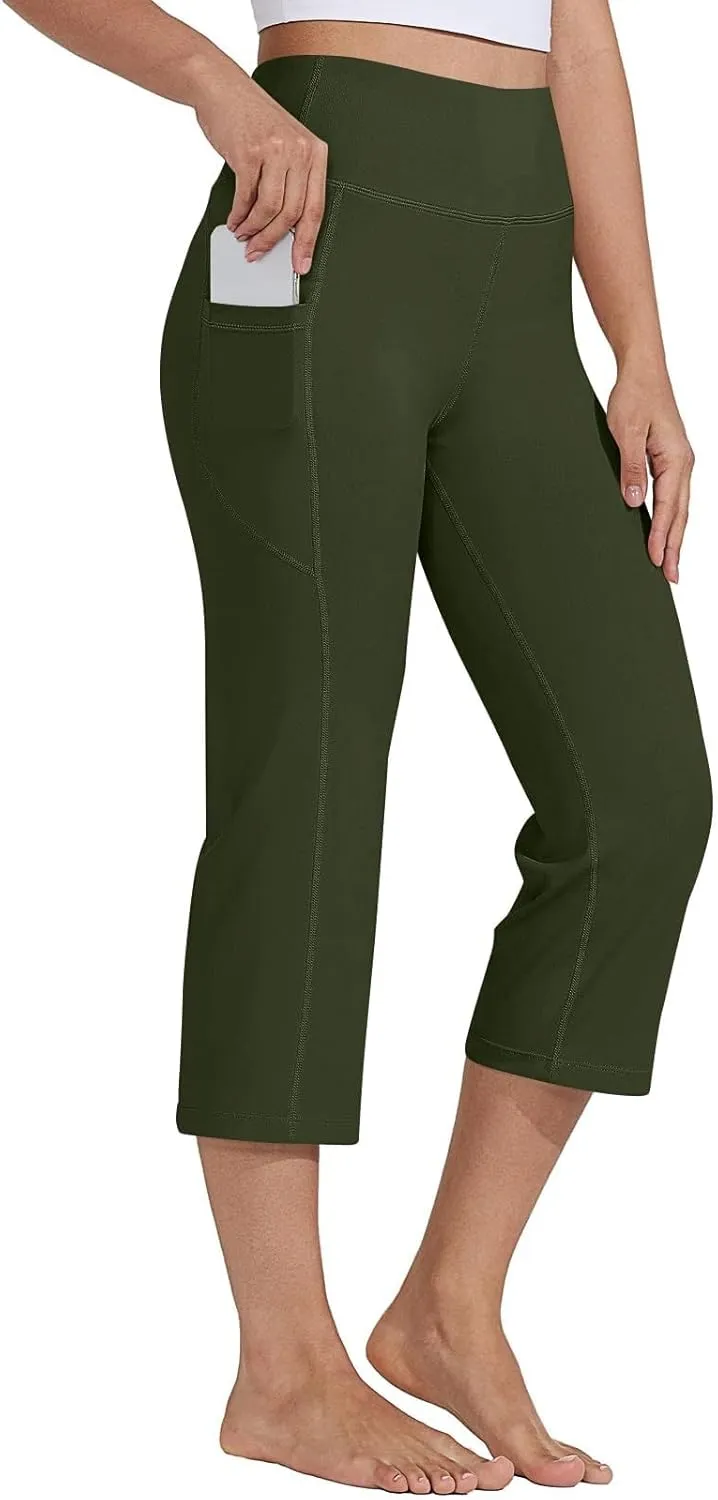 Womens Wide Leg Yoga Pants Casual Five Yoga Shorts Summer Wide Leg Capris Women's Capri Pants Summer Loose Yoga