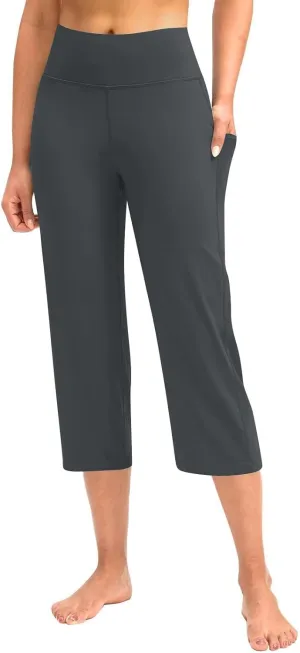 Womens Wide Leg Yoga Pants Casual Five Yoga Shorts Summer Wide Leg Capris Women's Capri Pants Summer Loose Yoga