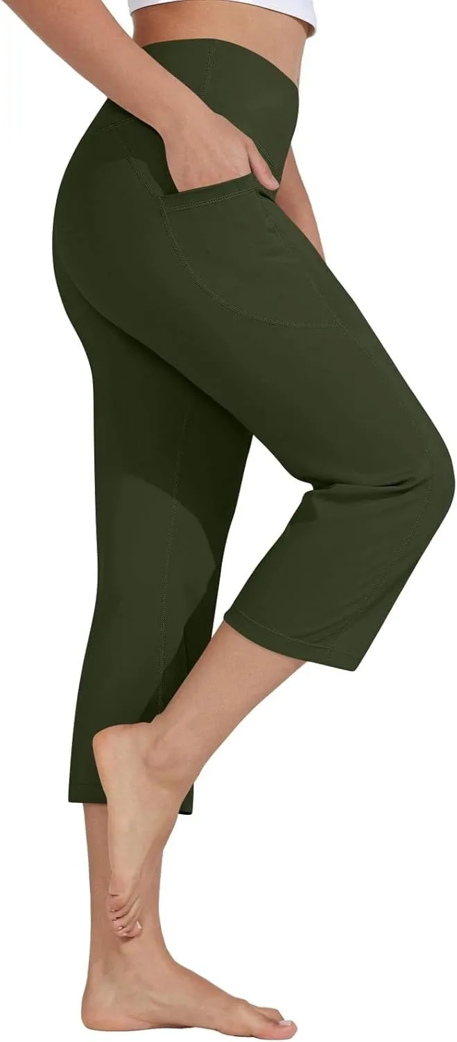 Womens Wide Leg Yoga Pants Casual Five Yoga Shorts Summer Wide Leg Capris Women's Capri Pants Summer Loose Yoga