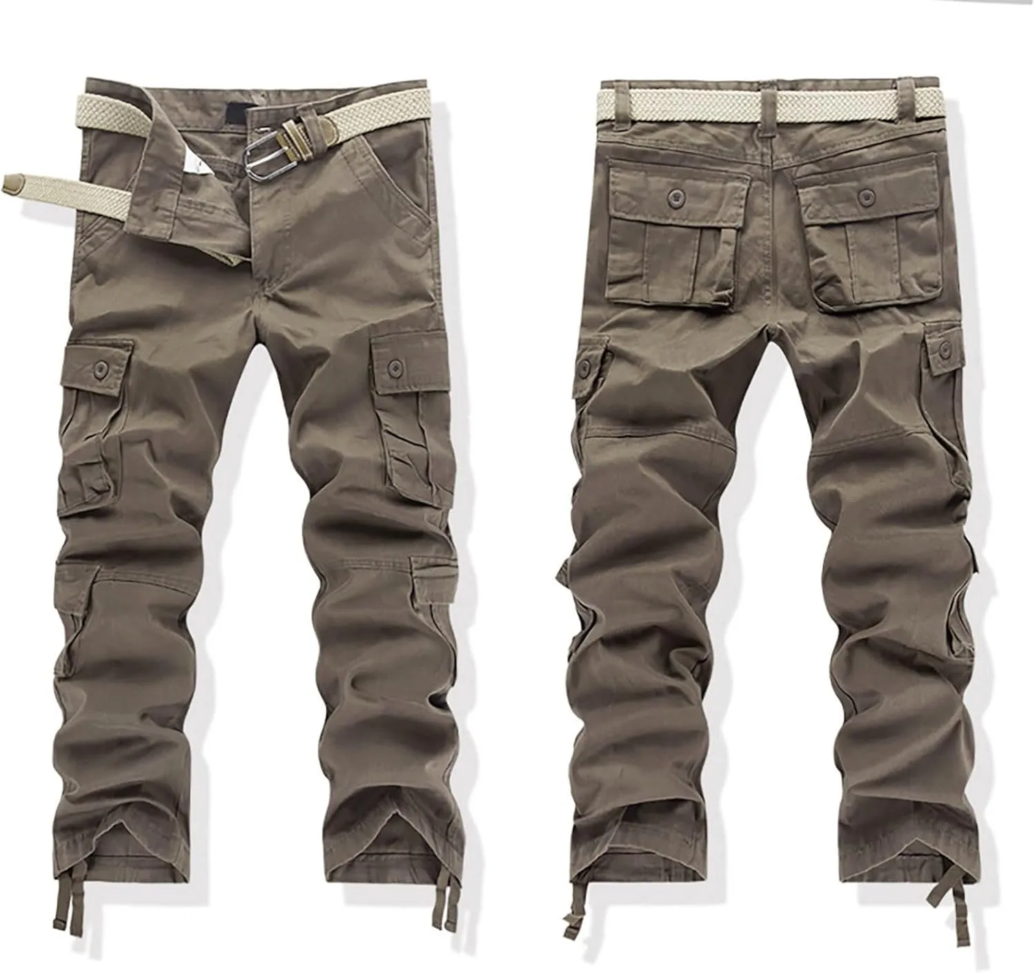Work Pants for Men Cargo Trousers Hiking Pants 8 Pocket Plain Comfort Breathable Outdoor Mens Sweatpants with Baggy