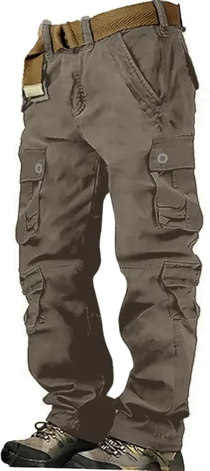 Work Pants for Men Cargo Trousers Hiking Pants 8 Pocket Plain Comfort Breathable Outdoor Mens Sweatpants with Baggy