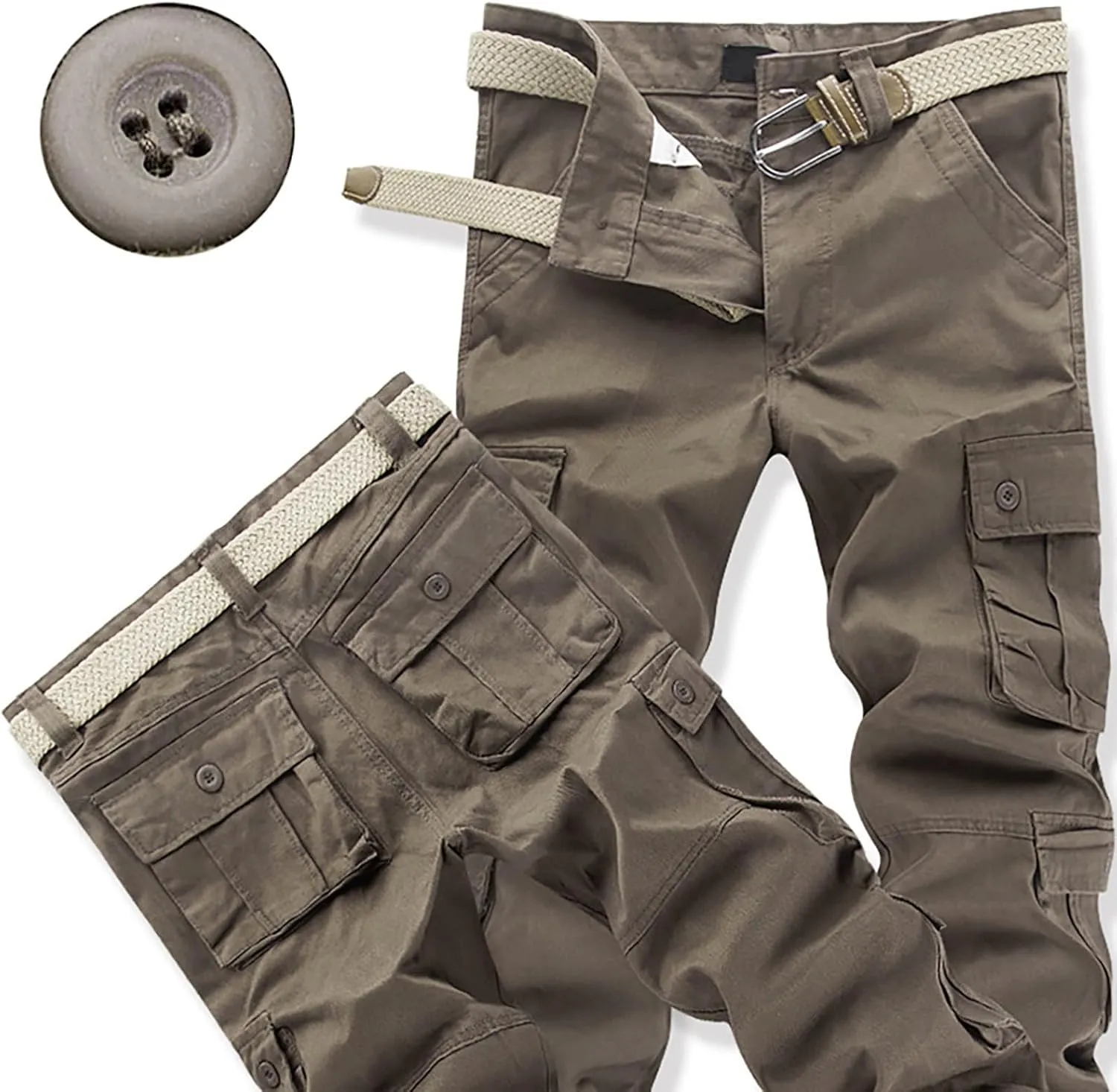 Work Pants for Men Cargo Trousers Hiking Pants 8 Pocket Plain Comfort Breathable Outdoor Mens Sweatpants with Baggy