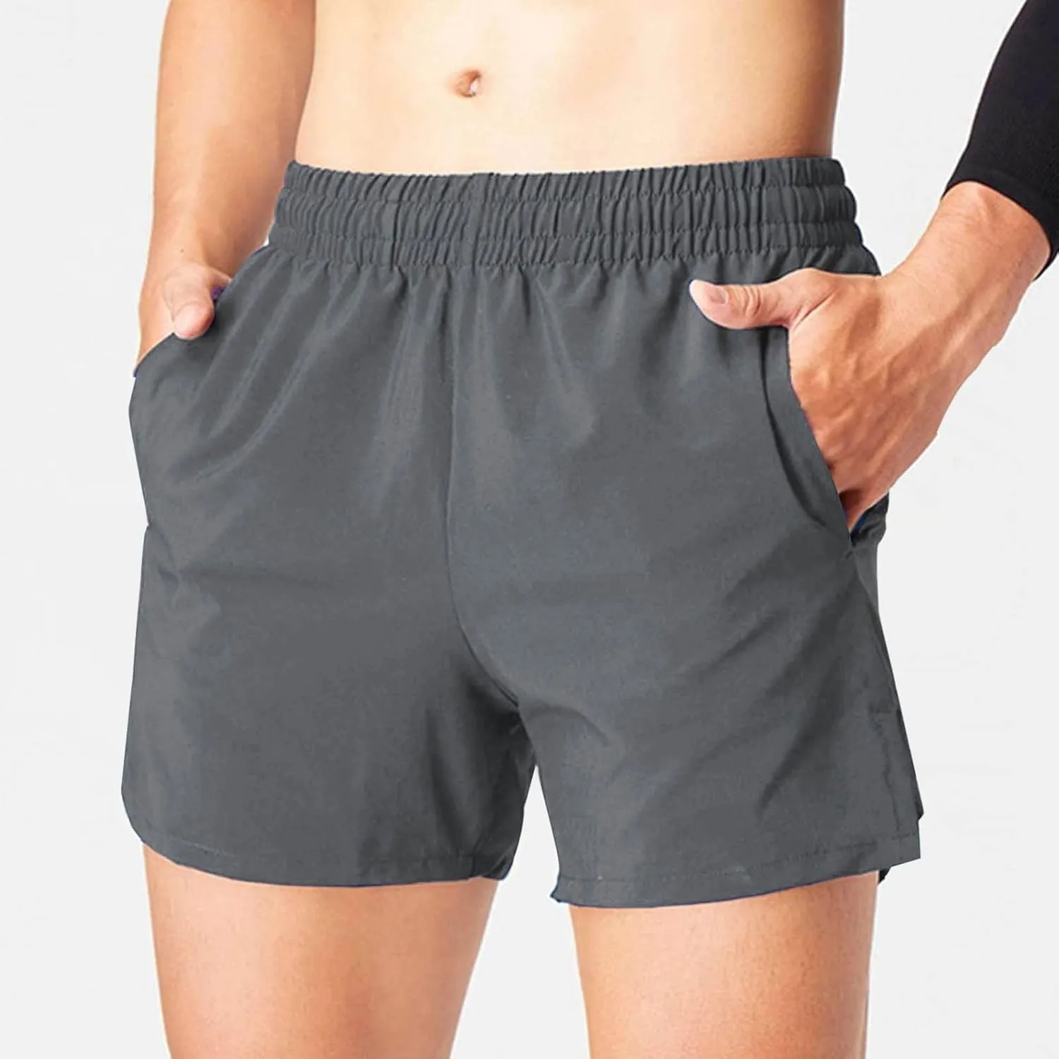 Xiaojmake Mens Running Shorts Quick Dry Athletic Gym Shorts with Zipper Pockets Water Resistant Workout Training Shorts