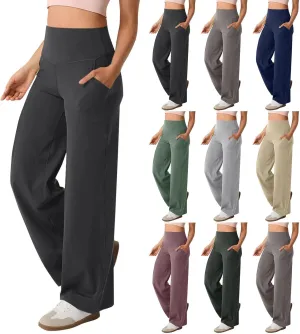 Yoga Pants for Women Wide Leg Strentch Straight Trousers Tummy Control Flare Leggings with Pockets Comfy Lounge Pant