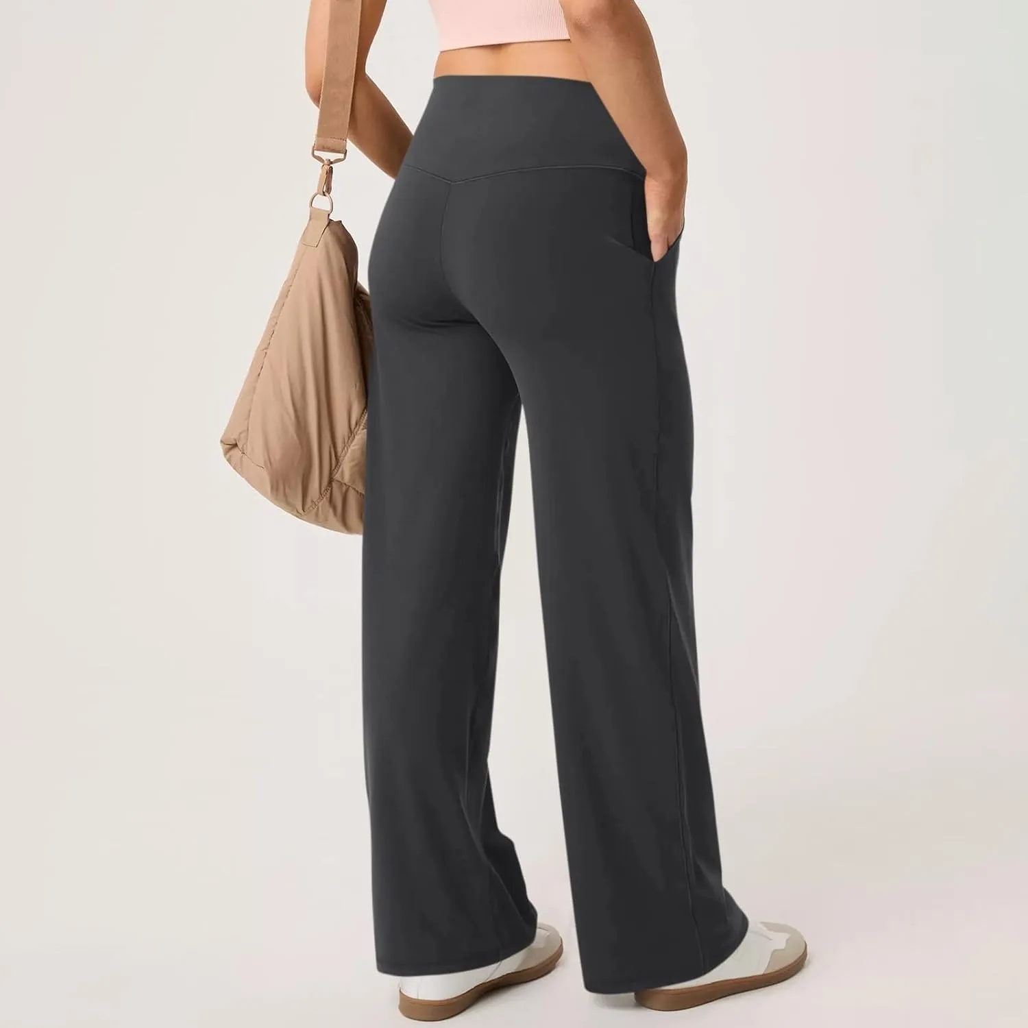 Yoga Pants for Women Wide Leg Strentch Straight Trousers Tummy Control Flare Leggings with Pockets Comfy Lounge Pant