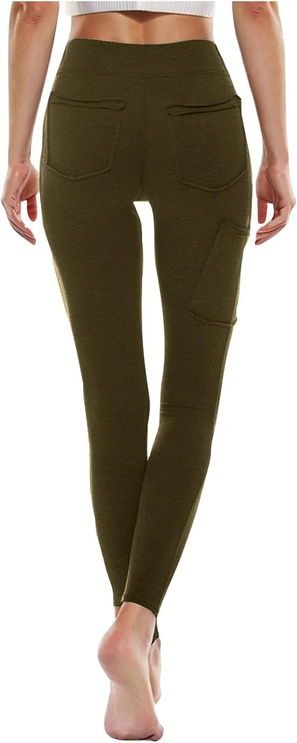 Yoga Pants Women with 5 Pockets High Waist Tummy Control Workout Cargo Yoga Pant Comfy Athletic Butt Lifting Leggings