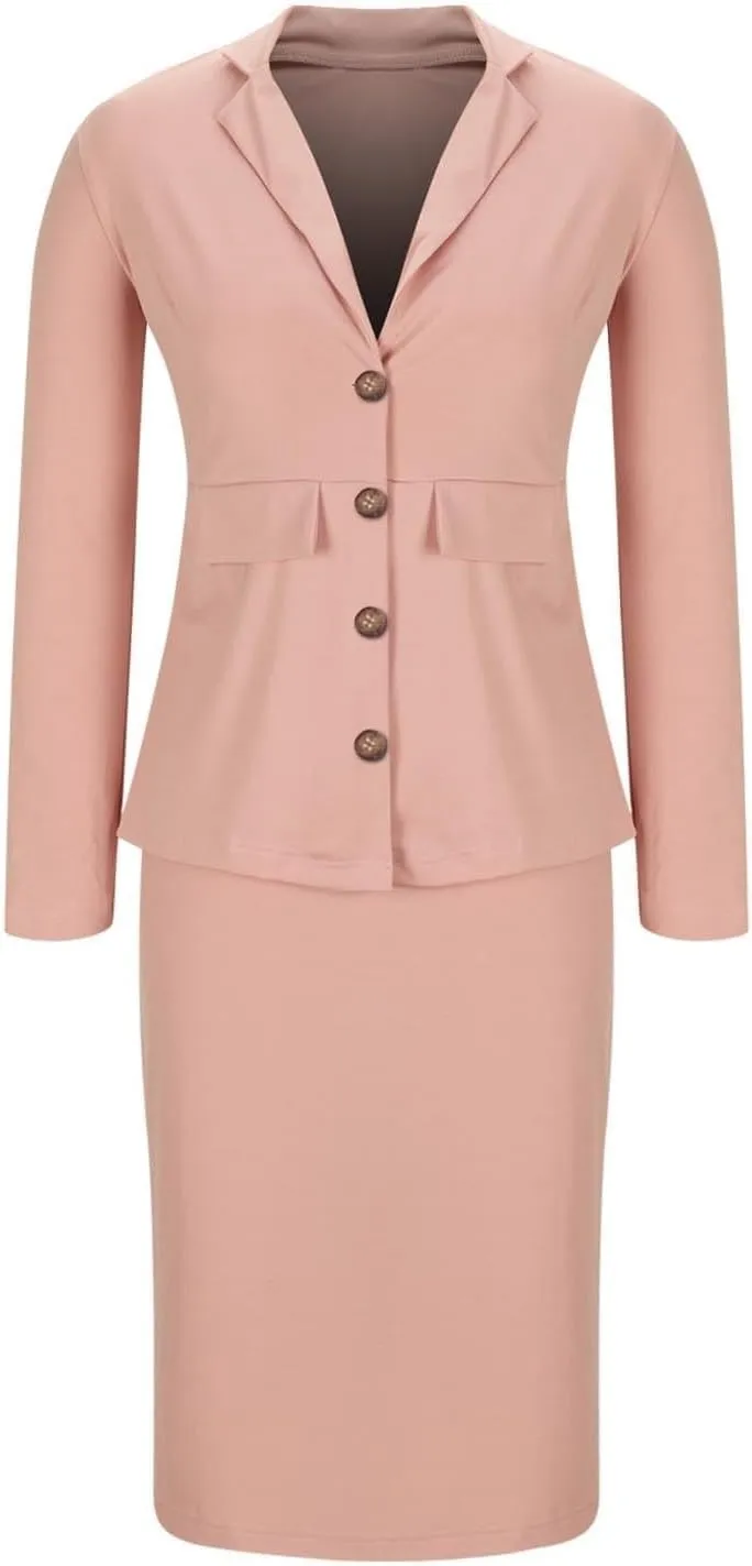 ZEFOTIM Pant/Skirt Suits for Women Dressy Wedding Blazer Solid Color Short/Long Sleeve 2 Piece Jackets