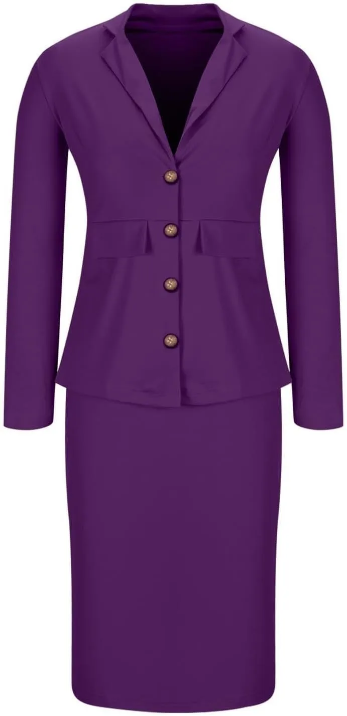 ZEFOTIM Pant/Skirt Suits for Women Dressy Wedding Blazer Solid Color Short/Long Sleeve 2 Piece Jackets