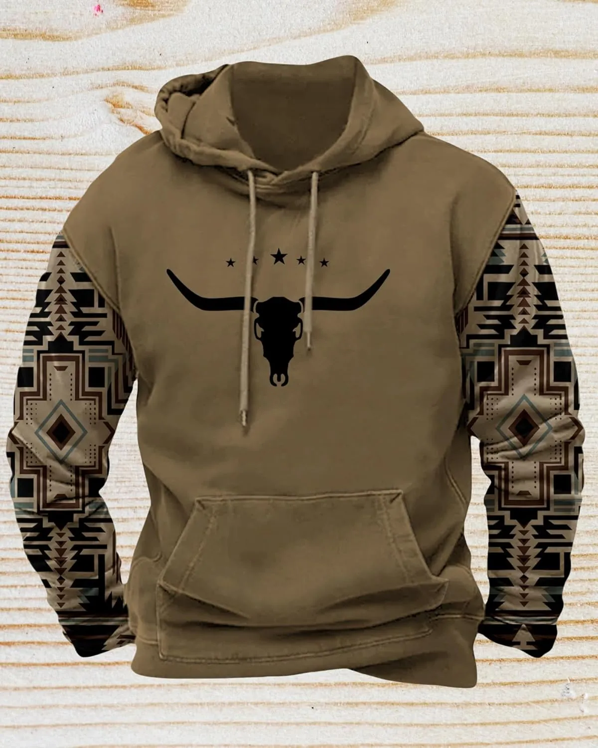 ZOCAVIA Mens Aztec Hoodie Cowboy Western Sweatshirt Oversized Graphic Hoodie Hooded Sweatshirt with Kangaroo Pocket