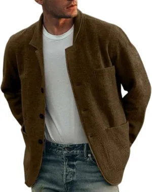 ZYXTIM Men's Casual Blazer Wool Cardigan Jacket Shawl Collar Button Down Lightweight Fall Coat Office Travel Classic Jacket